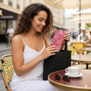 Vera Bradley Tab Wallet Pink Floral Snap Closure Zip Pocket Organizer